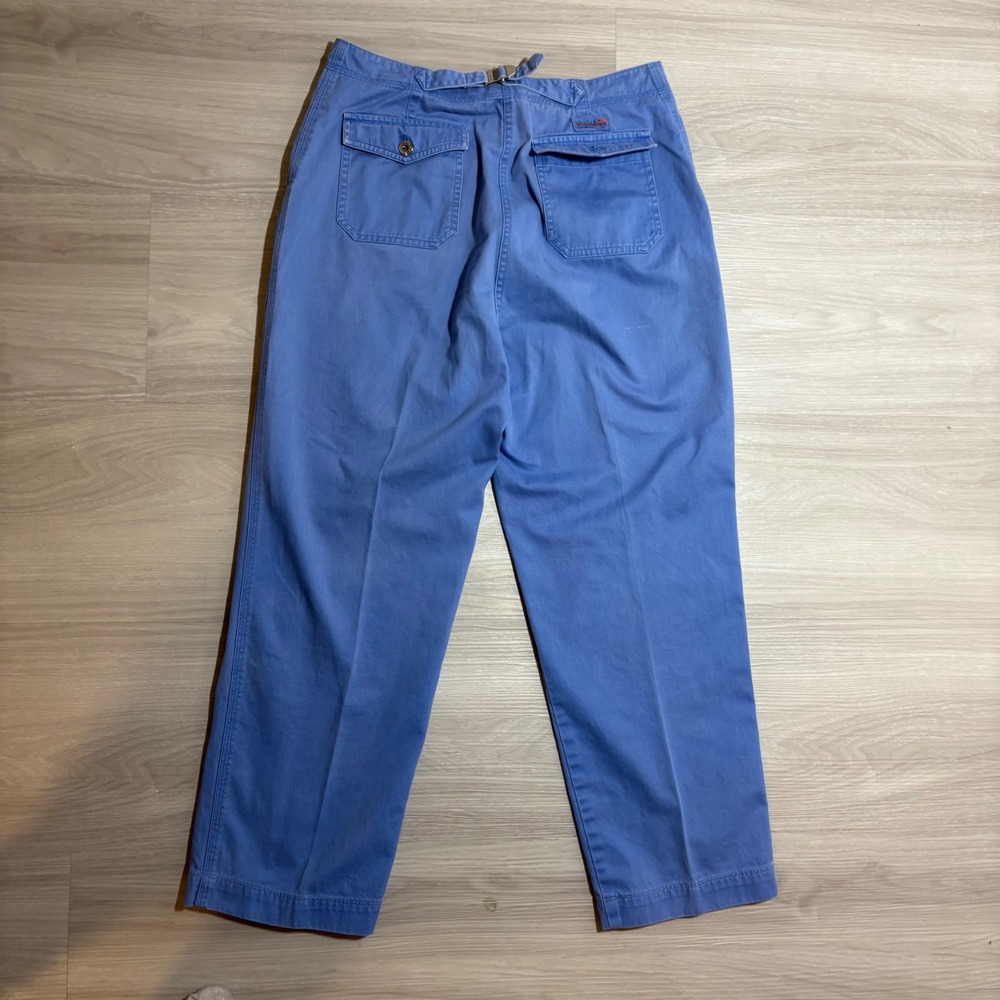 Lauren Ralph Lauren Pant Women Blue Cotton Twill Straight Leg Patch Pocket Siz 8 - Picture 2 of 16